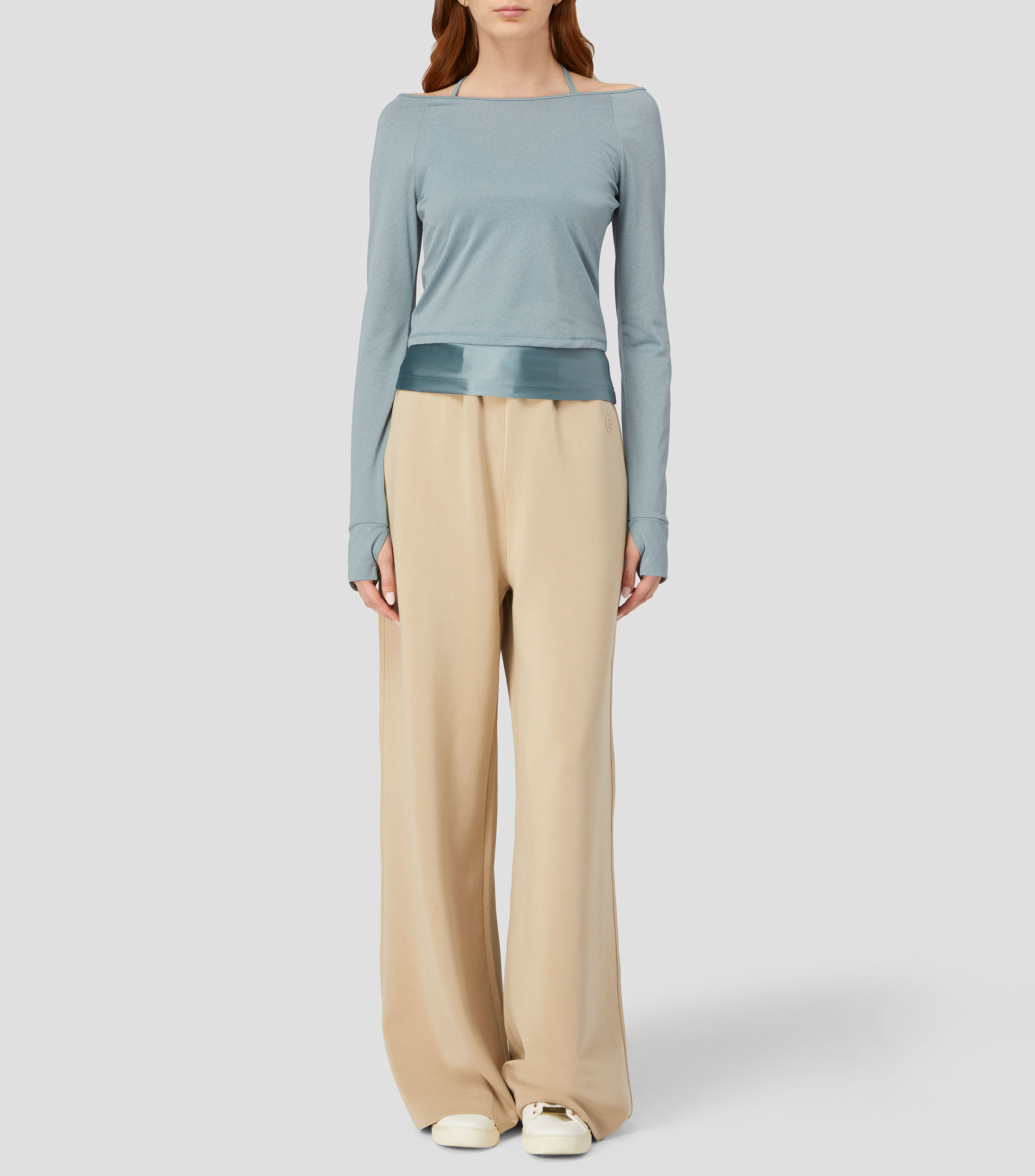 Blusa lisa manga larga Mujer